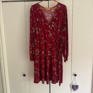 Long Sleeved, Floral Midi Dress